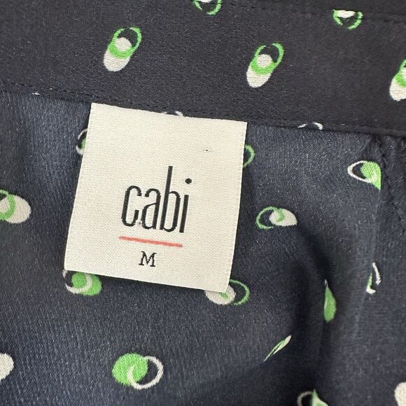 CAbi Top Martini Blouse Womens Medium Blue Green Button Front Flowy Office 5019 - Picture 7 of 13